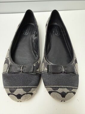 Coach Logo Canvas Ballet Flats